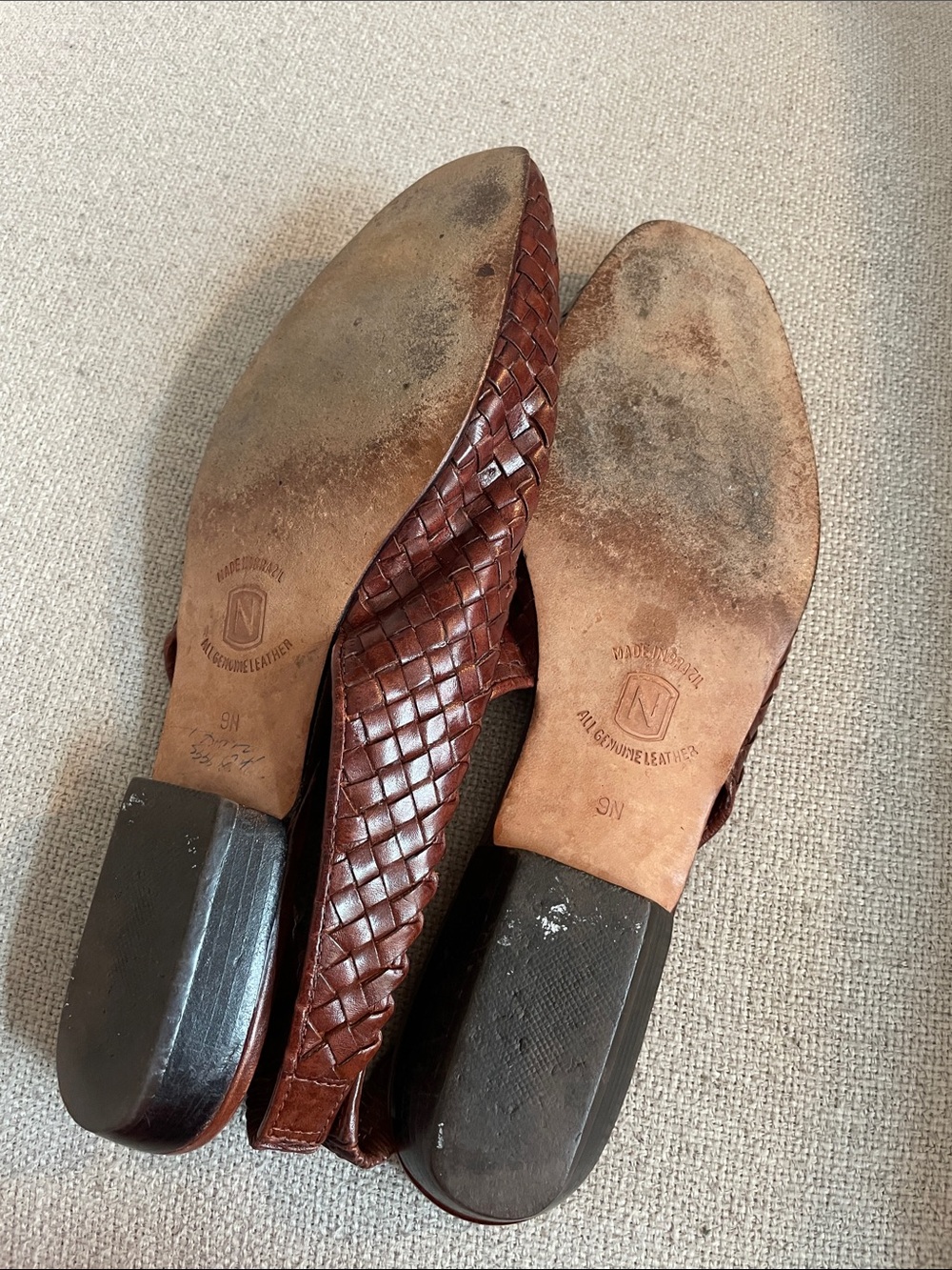 Woven Leather Slingback Flats - Brown - Picture 6 of 7